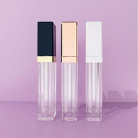 Tube de rouge à lèvres liquide personnalisé emballage cosmétique vide carré avec couvercle rabattable marque privée contenants de brillant à lèvres 5ml