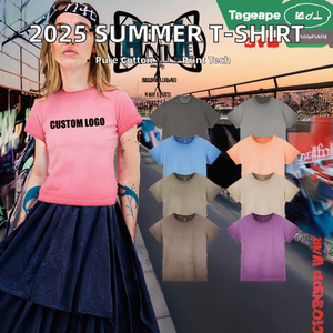 Top deportivo de algodón puro degradado de verano 2025 personalizado para mujer, camiseta informal de Fitness con contraste de Color, camiseta suave de calle para chica caliente - Product Image 2