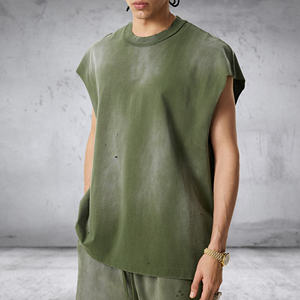 American Streetwear Retro Tank 2025 Summer Vintage Distressed Cutoff Top - Product Image 3