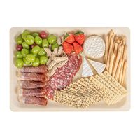Assiette jetable biodégradable en bois de peuplier rectangulaire naturel écologique pour mariage, réception, traiteur, taille et logo personnalisés