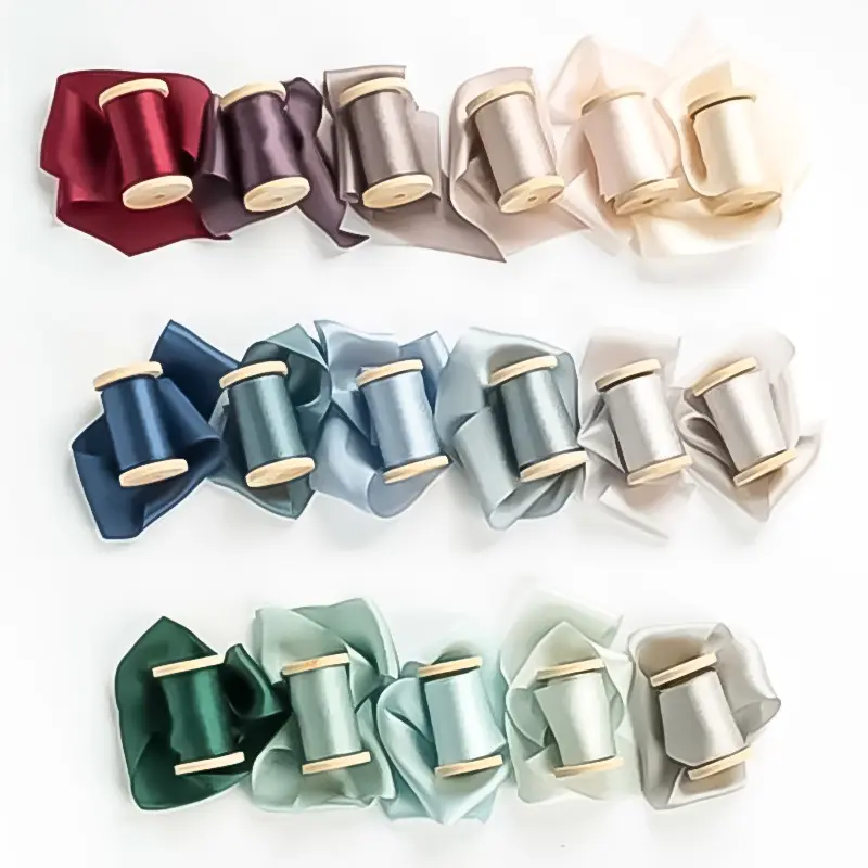 Hotsale hai mặt satin Ribbon giả lụa vải polyester ribbon gói quà tặng Ribbon