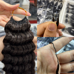 Extensiones de Cabello Humano Pre-separadas con Ondas Profundas, Tipo Pluma, <span class=keywords><strong>para</strong></span> Crochet, Sin Nudos, <span class=keywords><strong>Rizado</strong></span> Birmano, Cabello a Granel al por Mayor <span class=keywords><strong>para</strong></span> <span class=keywords><strong>Trenzas</strong></span> - Product Image 5