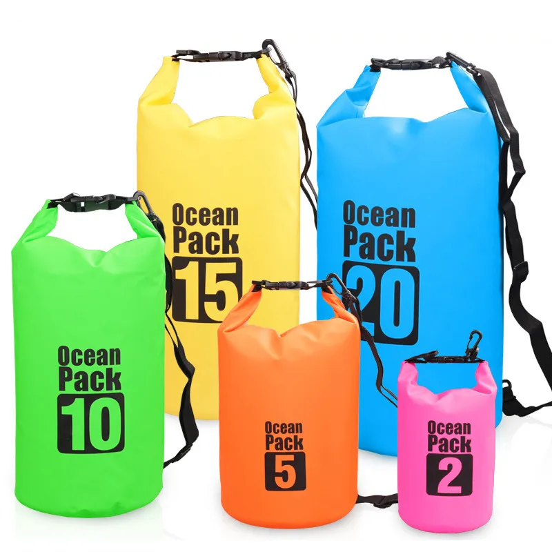 Outdoor Water Sport Swimming Kayaking Boating Camping 2L5L10L15L20L30L Large Capacity Pvc Waterproof Dry Bag