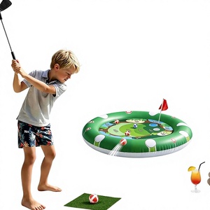 Ensemble de golf gonflable 2-en-1 avec jeux aquatiques hydrauliques flottants et balles collantes pour fêtes estivales d'adultes, utilisation en extérieur sur rivière - Product Image 1