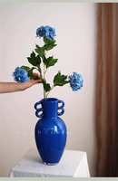 Vente en gros de fleurs artificielles d'hortensia en soie bleue à tige unique Real Touch faites à la main de haute qualité pour mariage et décoration intérieure