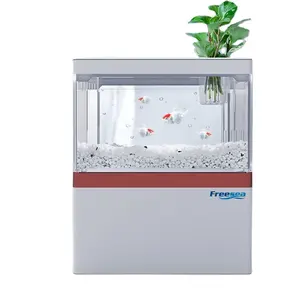 FREESEA Playlearn Mini Artificial Fish Tank with Moving Fish USB Battery Powered Aquarium Small Fish Tank