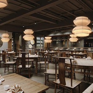 โคมไฟระย้า LED สไตล์วาบิซาบิแบบญี่ปุ่น ปรับความสูงได้ ปรับความสว่างได้ พร้อมผ้าจีนกลางแบบเซน เหมาะสำหรับโต๊ะอาหารในโรงแรม - Product Image 4