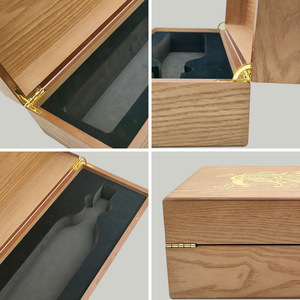 Boîte à vin en bois massif sur mesure avec couvercle rabattable 37x16x11,2 cm, emballage artisanal pour une seule bouteille de vin rouge, forme rectangulaire - Product Image 4