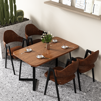 Combinaison table et chaises vintage pour restaurant, table rectangulaire commerciale pour café, une table et quatre chaises