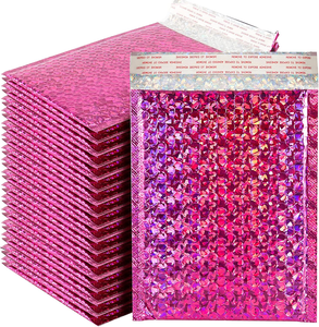 Envelope Laser Holographic Secure Waterproof Durable Bubble Mailer Bags Metallic Silver Poly for Clothing <b>Packaging</b> Shipping - Product Image 1