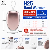 Chauffe-mains rechargeable ultra-fin H25 2000mAh, chauffe-mains électrique portable, chauffe-mains de poche USB à chauffage rapide pour l'hiver en extérieur