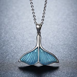 Collar de cadena de diseño barato delicado azul de alta calidad colgante de moda mujer amistad esmalte 925 collares de joyería de plata - Product Image 5