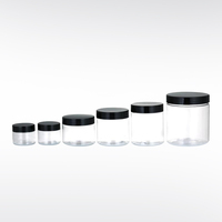 60Ml 100Ml 200Ml 250Ml Ps Pet Clear Cosmetic Cream Jars Conteneur de gommage en plastique avec bouchon noir 4oz pot de pommade en plastique