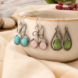 Pendientes Colgantes Vintage con Piedras Verdes y Rosas, Diseño Creativo Retro para Mujer - Product Image 6