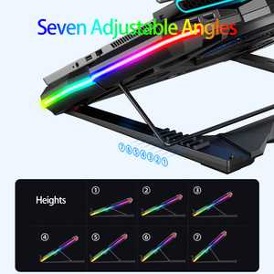 Enfriador para computadora portátil con 5 ventiladores <span class=keywords><strong>silenciosos</strong></span> de 17 pulgadas, almohadilla de refrigeración para juegos ajustable de 7 alturas y velocidad - Product Image 3