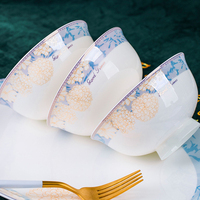 Offre Spéciale Service de Table en Porcelaine Tendre Luxe Européen Vintage Bleu Élégant pour Mariage et Réceptions