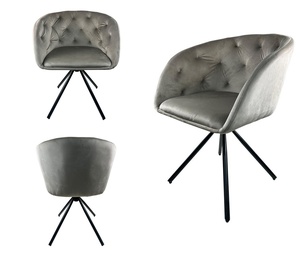 Chaise de salle à manger pivotante en velours de luxe avec pieds en métal, chaise de cuisine moderne pour la maison et <span class=keywords><strong>le</strong></span> bureau, pivotant à <span class=keywords><strong>180</strong></span> degrés - Product Image 6