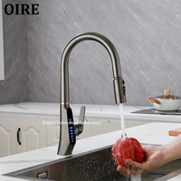 Robinet de cuisine extractible en laiton, nouveau design CE, avec affichage numérique, cartouche céramique, éclairage LED, pour usage hôtelier