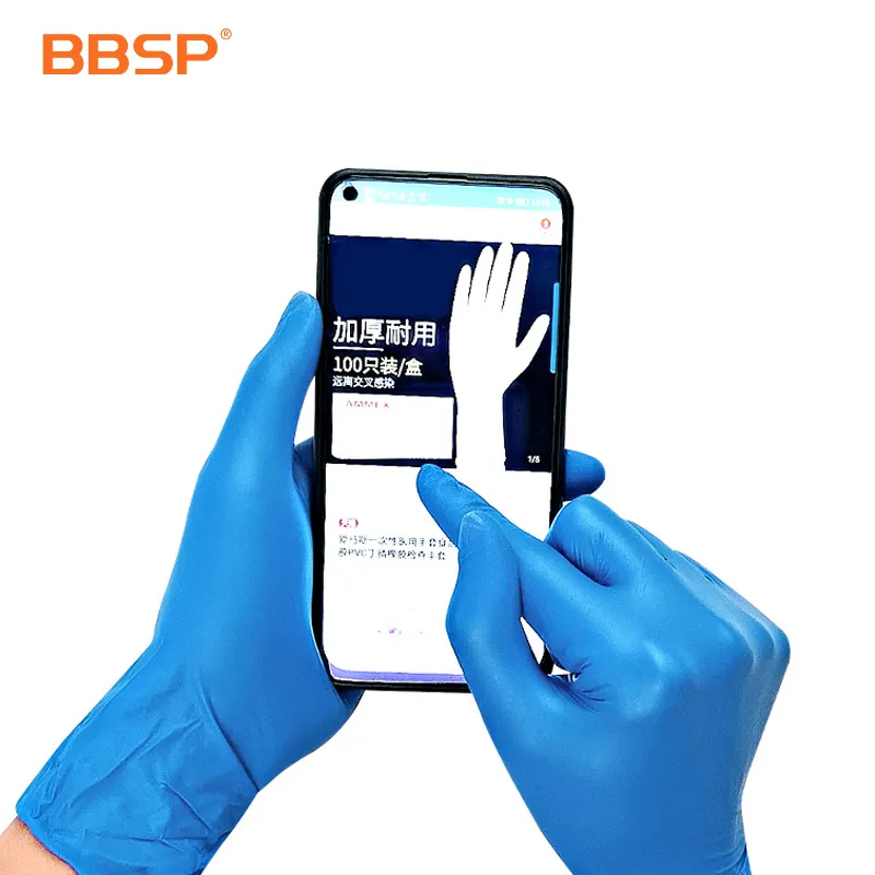 2.8mil Nitrile blue gloves 3.5g disposable medical gloves powder free family cleaning waterproof non slip protection hands