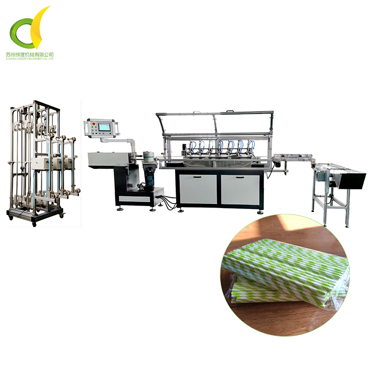 Машина для производства бумажной соломы, подключенная к нескольким упаковочным машинам