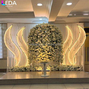 LEDA Modern Luxury Events Metal <b>Backdrop</b> Leaf-shaped <b>Backdrop</b> LED Composite Background Arch for Wedding - Product Image 1