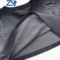 Ensemble T-shirt et short Zesheng personnalisé dégradé ombré délavé à l'acide, respirant, effet vieilli, streetwear épais et surdimensionné, déchiré