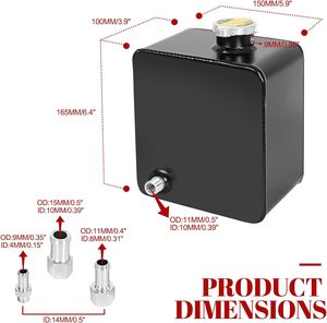 Tanque de Expansión de Refrigerante Universal LAVITIN de 2.5L, de Aleación de Aluminio, con Ajuste Estándar - Product Image 2