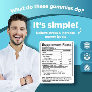 OEM ODM Factory <span class=keywords><strong>Wholesale</strong></span> Ashwagandha Gomas Suplemento Saúde para Humor Energia Suporte Antioxidante Eficácia '<span class=keywords><strong>Keep</strong></span> <span class=keywords><strong>Calm</strong></span>' - Product Image 2