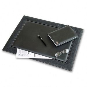 Modern <b>Large</b> Leather Desk Set with Mesh Office Organizer All Metal Including <b>Framed</b> Desk Pad Covered Mouse Pad - Product Image 3
