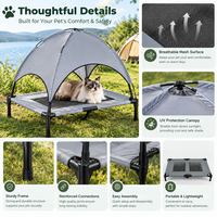 Lit surélevé pour chien de 110 lb avec auvent, lit de camp extérieur pour animaux de compagnie, maille respirante rafraîchissante pour grands chiens et chats, voyage, camping, plage