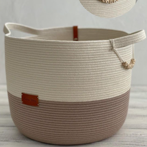 Proprio pane all'ingrosso grande cesto intrecciato a mano bianco <span class=keywords><strong>grigio</strong></span> cesto rotondo in corda di cotone per riporre la biancheria - Product Image 4