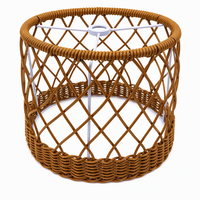 Abat-jour rond marron en rotin synthétique sur mesure, anti-moisissure, durable, style vintage, pour lampe de table d'intérieur