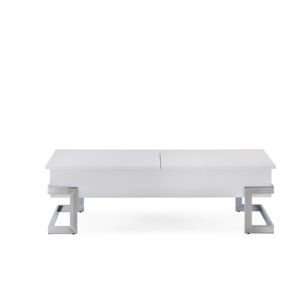 DB Calmam <b>White</b> High <b>Gloss</b> & Chrome Finish Lift Top Coffee <b>Table</b> - Product Image 4