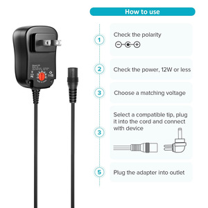 30W Adjustable Power <b>Adapter</b>, 3V-<b>12V</b> Charger with USB, 12W Multi-functional Monitoring LED Light Power Supply - Product Image 1