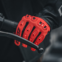 Gants de moto en cuir respirants Alien Monster Touchscreen rouge pour la course et la conduite, certifiés CE