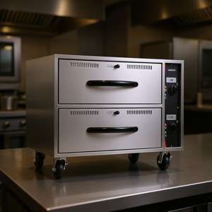 Armoire chauffante électrique commerciale Vevor à deux tiroirs en acier inoxydable, autoportante, contrôle manuel 50°C-70°C - Product Image 2