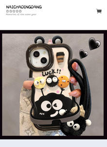 Fundas de teléfono compatibles con doble soporte 16 Pro para Apple para Huawei <span class=keywords><strong>Oppo</strong></span> para Xiaomi Vivo19 3D Coffee Coal Ball Figurita Lanyard Cover - Product Image 4