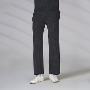 Pantalon de jogging en laine personnalisé pour homme, style vintage, taille élastique, couleur unie, coupe large, tricoté, pour automne et printemps - Product Image 6