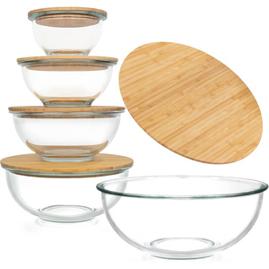 Recipientes portátiles para preparar comidas, cajas de almacenamiento para el almuerzo, contenedor de vidrio para almacenar alimentos con tapa de madera - Product Image 1