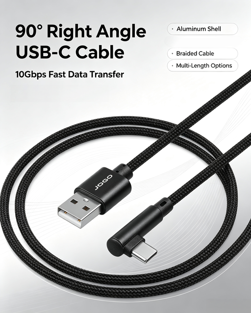 Custom Logo 90 Right Angle USB2.0 Type C Cable Aluminum Assemble Shell Nylon Braided 480 Mbps Charging Data Cable