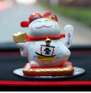 Petite main tremblante <span class=keywords><strong>en</strong></span> <span class=keywords><strong>céramique</strong></span> chat porte-bonheur décoration de voiture à ondulation automatique à énergie solaire - Product Image 2