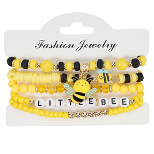 Ensemble de bracelets perlés sur le thème des abeilles avec pendentif de dessin animé pour enfants et filles, bijoux fantaisie, cadeau fabriqué en Chine - Product Image 5
