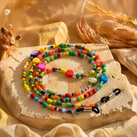 Chaîne de lunettes perlée colorée, sangle de lunettes de soleil style bohème, cordon de masque, support anti-perte pour femmes, accessoire de bijoux pour le cou