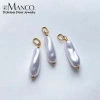 Breloques en perles plaquées or en acier inoxydable EMANCO, style romantique, éléments en perles d'imitation, bijoux DIY pour femmes, vente directe d'usine