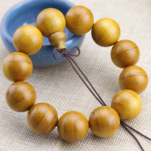 สร้อยข้อมือไม้ซีฉวนโกลเด้นนานมู ขนาด 20 มม. ลูกปัดเส้นเดียว 108 เม็ด ลูกประคำสำหรับสวดมนต์ พระพุทธศาสนา เครื่องประดับคู่รักสำหรับทุกเพศ ทำจากวัสดุธรรมชาติ - Product Image 2
