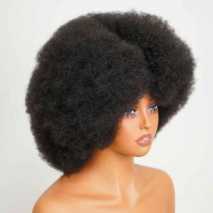 Perruques Bouclées Kinky <span class=keywords><strong>Afro</strong></span> Bombes 100 % Cheveux Humains Naturels Fluffy de 14 à 20 Pouces Fabriquées à la Machine à Prix de Gros pour Vente en Vrac - Product Image 3