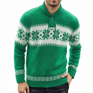 2024 <b>Christmas</b> Pullover Sweater <b>Cardigan</b> Unisex Winter New Premium Bright Anti-shrink Letter Pattern Knitted Custom <b>Men's</b> - Product Image 1