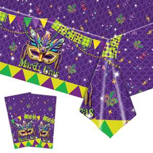 मार्डी ग्रास बैंगनी वॉटरप्रूफ डिस्पोजेबल टेबलटॉप कपड़े मास्क के साथ घर क्रिसमस और ईस्टर डेस्कटॉप पार्टी आपूर्ति - Product Image 1