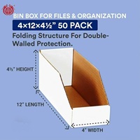 Contenedores de Almacenamiento Rectangulares de Cartón Corrugado con Forro de Esponja, Abertura Superior Abierta, 4"L X 12"W X 45"H, Paquete de 50 |   Garaje para el Hogar Color Blanco Ostra