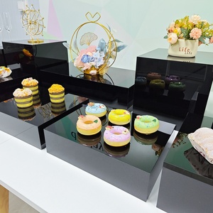 Set of 10 Acrylic Black Food <strong>Risers</strong> for Buffet <strong>Table</strong> Buffet <strong>Risers</strong> Food Display Stands for Party - Product Image 3